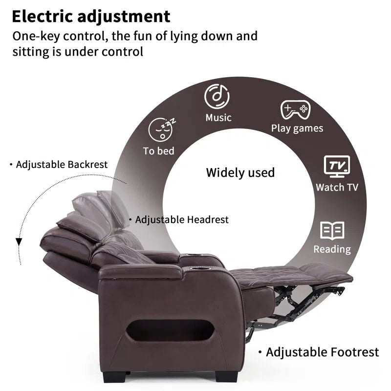 37.4" Contemporary Premium Leather Dual-Motor Power Recliner with Ambient Lighting