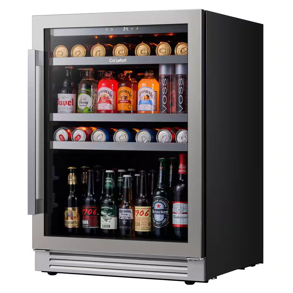 48 In. Dual Zone 54-Wine Bottles & 220-Cans Beverage & Wine Cooler Side-By-Side Built-In Refrigerator in Stainless Steel