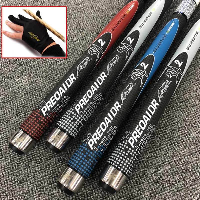 New PREOAIDR Billiard Pool Cues Stick 11.5Mm 13Mm Tip 4 Colors Options with ONLY One Piece High Quality Glove 2018
