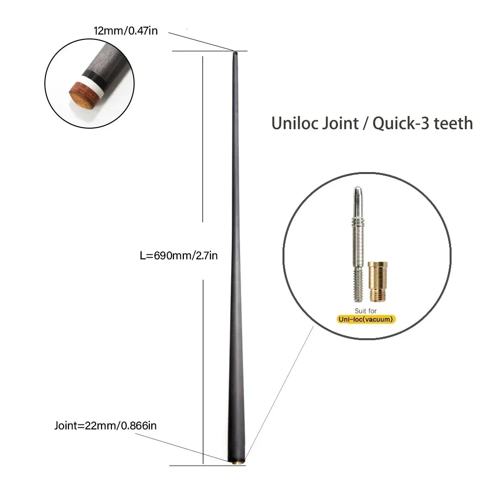 Single Shaft Carbon Fiber Billiard Pool Cue 10Mm/12Mm/12.4Mm/12.9Mm/13.9Mm Tip Uni-Loc Just Shaft of Pool Cue Stick Snooker