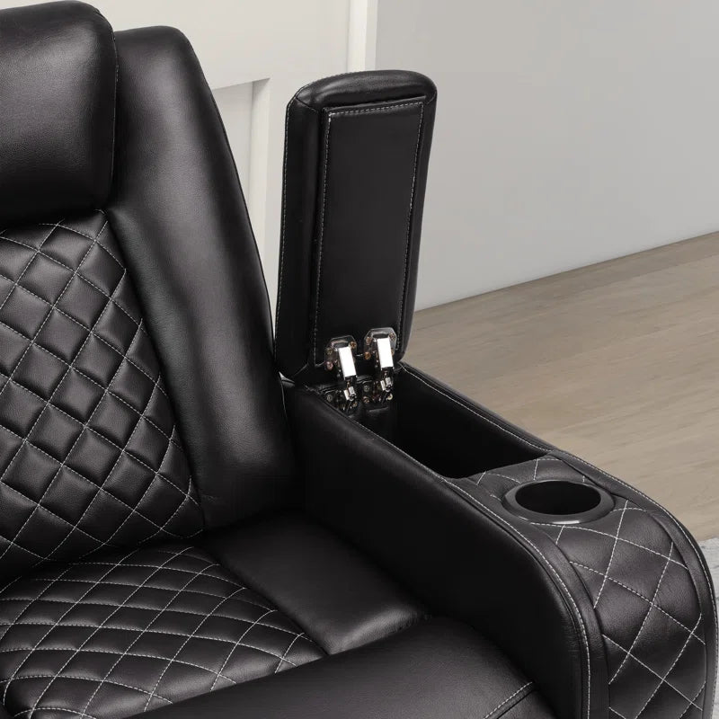 Casey-Ann 36.2" Wide Modern Multifunctional Vegan Leather Power Recliner Home Theater with Cupholder