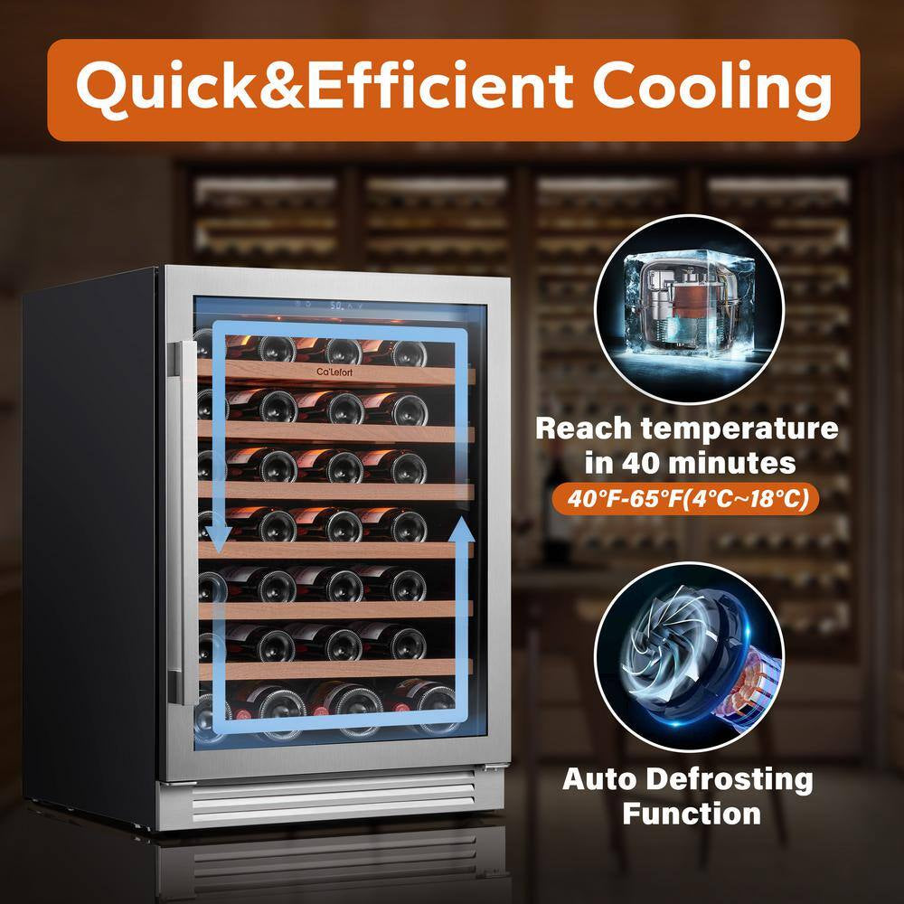 48 In. Dual Zone Cellar Cooling Unit 108-Bottles Built- in Wine Cooler Side-By-Side Refrigerator Mini Fridge in Black