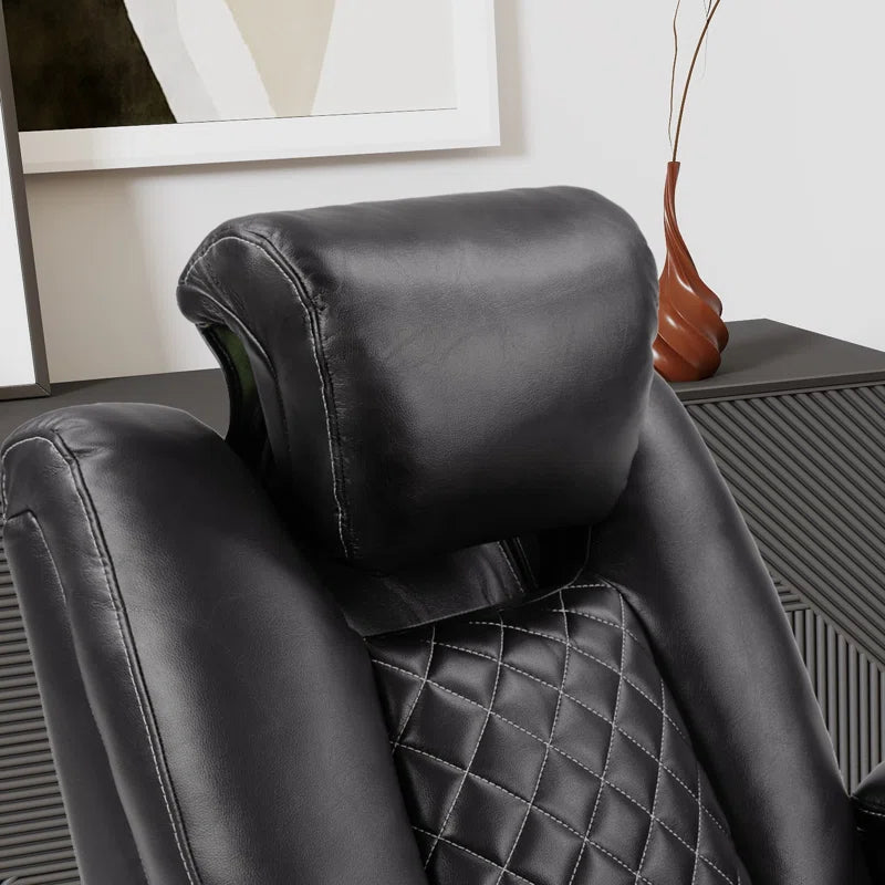 36.2" Wide Luxury Vegan Leather Power Recliner Home Theater Individual Seat with Cup Holder (Set of 5)