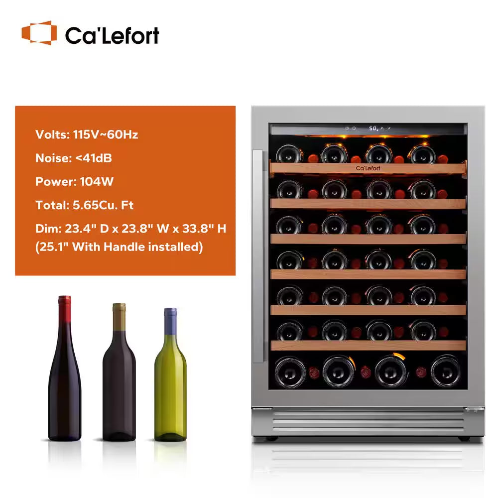 48 In. Dual Zone Cellar Cooling Unit 108-Bottles Built- in Wine Cooler Side-By-Side Refrigerator Mini Fridge in Black