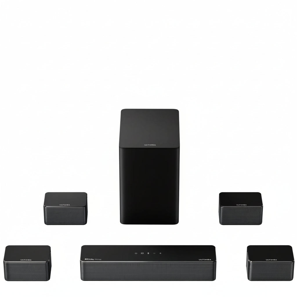 500W 7.1Ch Dolby Atmos Soundbar with Wireless Subwoofer & 4 Surround Speakers, Home Theater System with APP Control