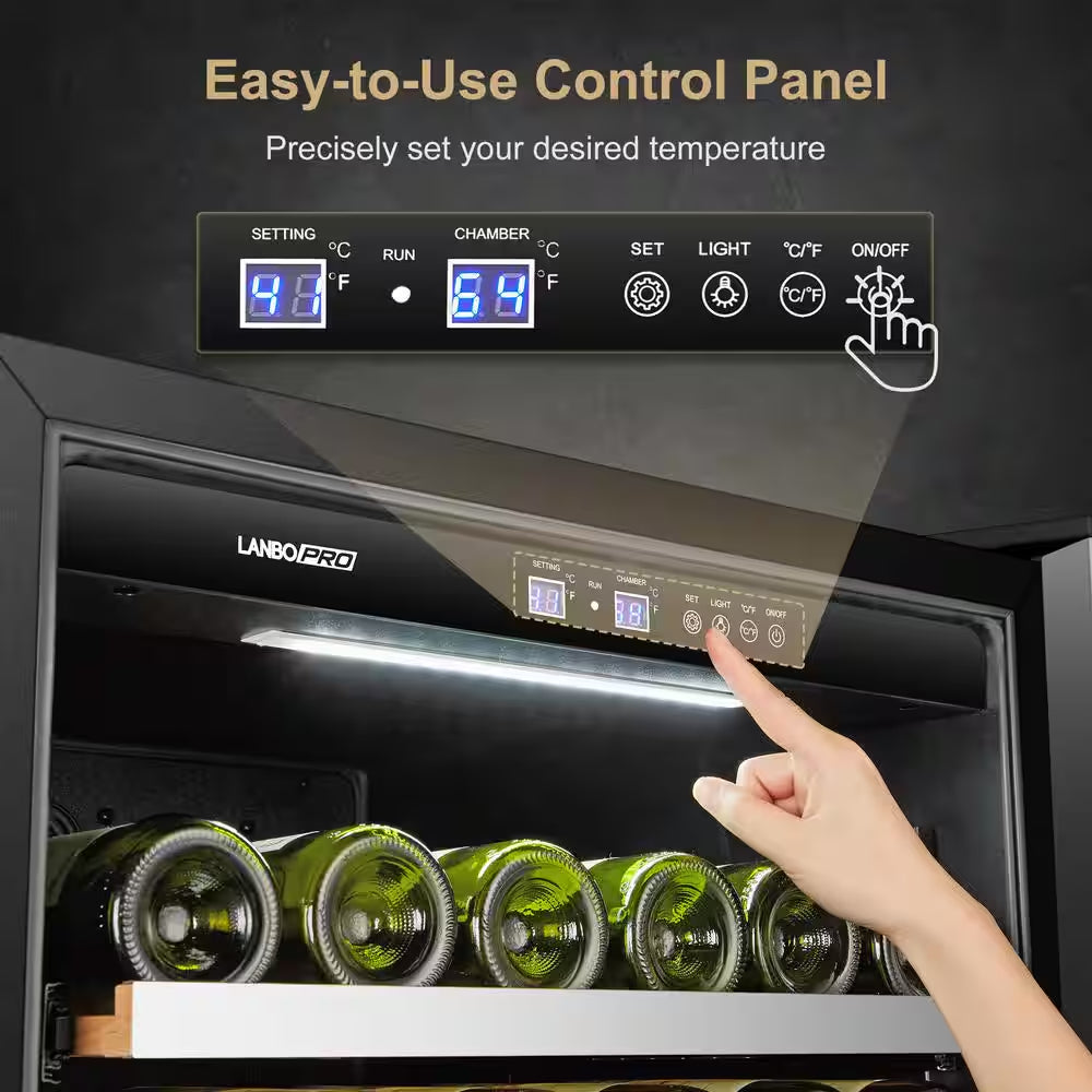 164 Bottle Seamless Stainless Steel Single Zone Wine Refrigerator