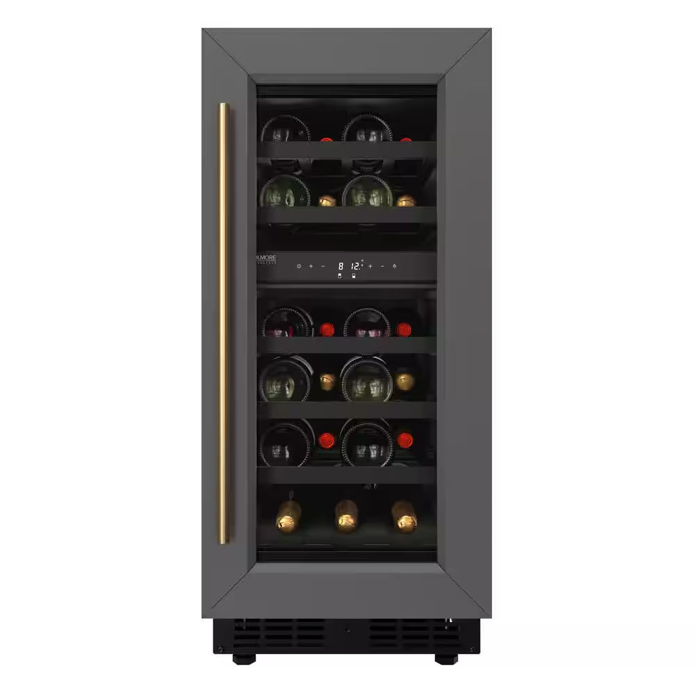 Reserve 15 In. under Counter Panel Ready Dual Zone Built-In Wine Cooler with Black Shelves 23 Bottle Capacity