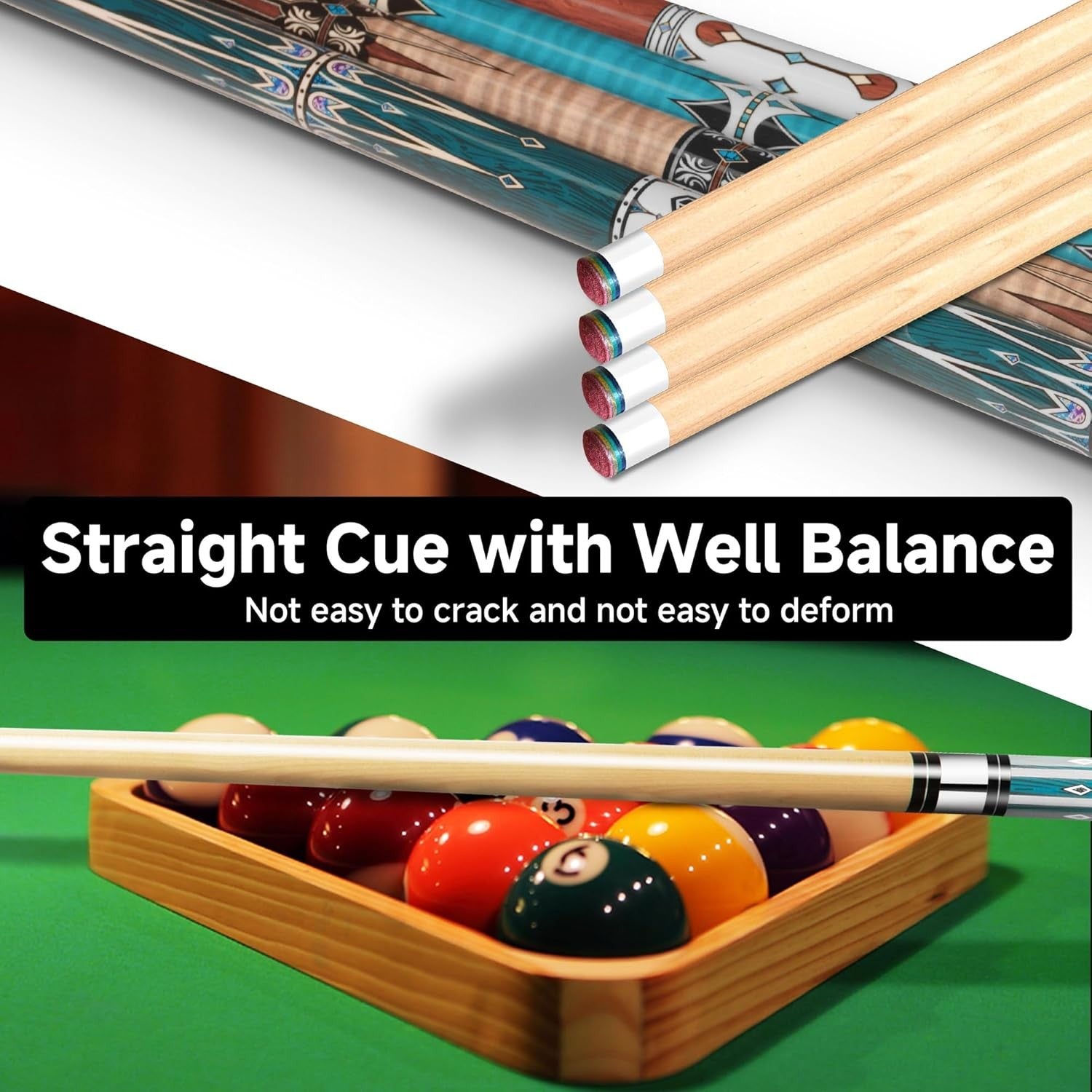 Pool Cue Stick 57 Billiard Cue Sticks Professional Low Deflection Pool Sticks