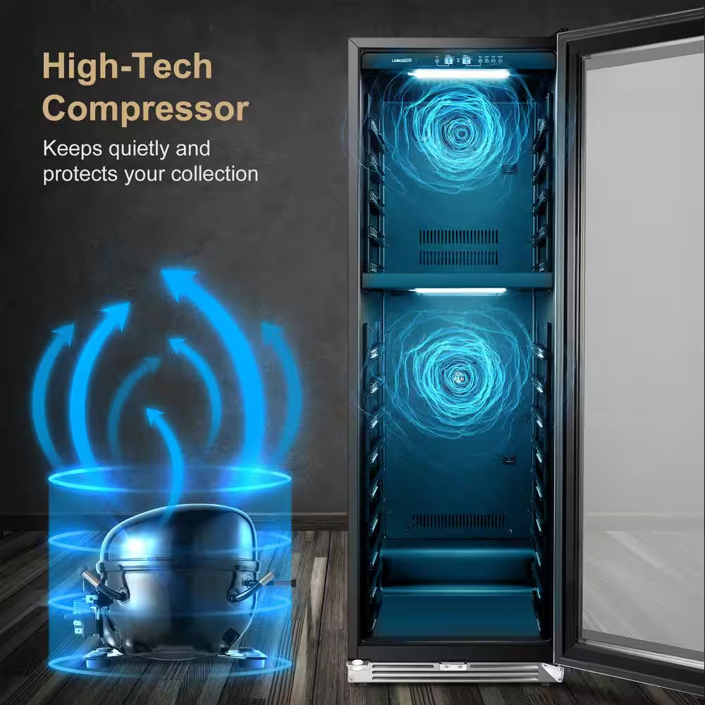164 Bottle Seamless Stainless Steel Single Zone Wine Refrigerator