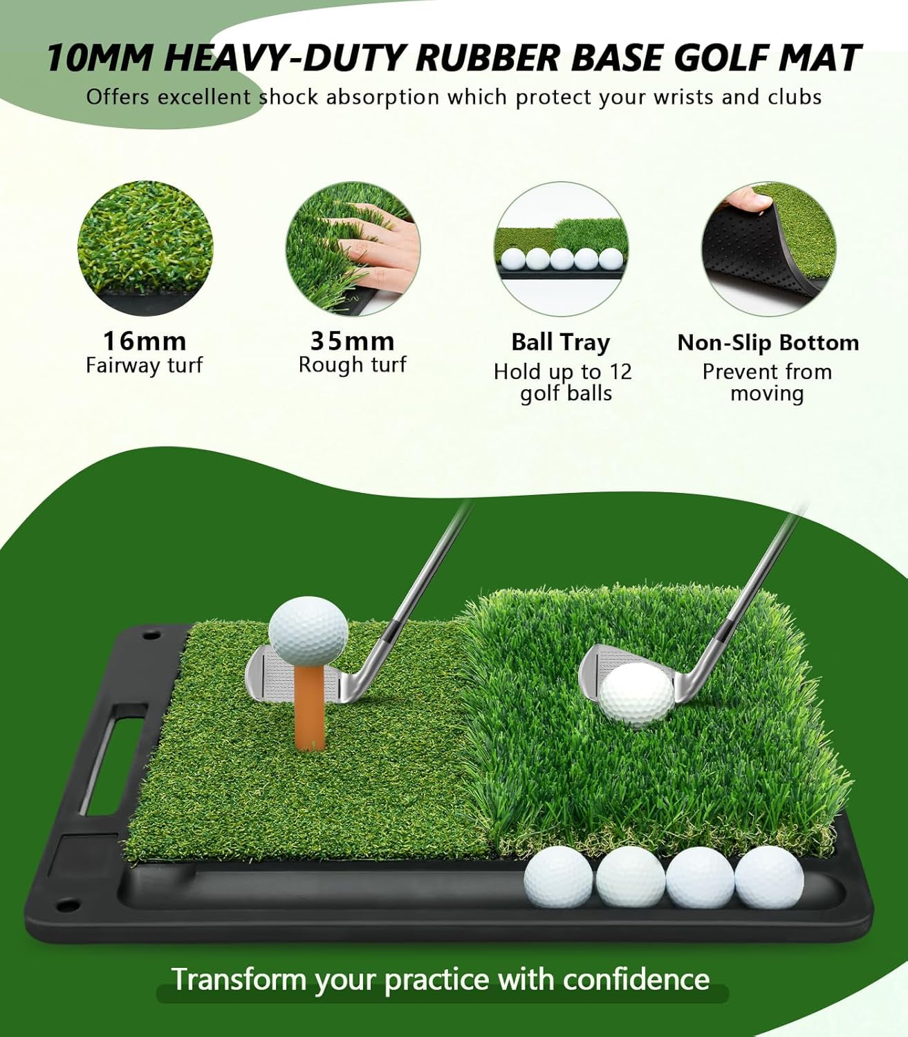 Golf Net: 10X7Ft Golf Hitting Practice Net for Backyard, Indoor or Outdoor Driving Chipping Swing Training and Equip Non-Slip Heavy-Duty Base Hitting Mat, Ideal Gifts for Dad Husband Men Fathers Day