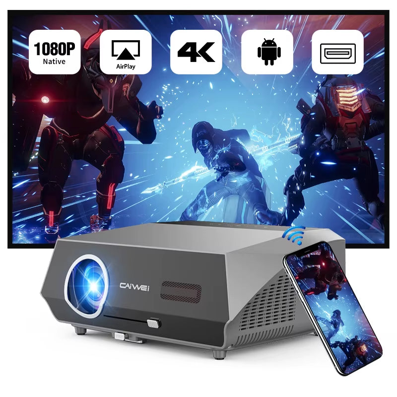 4K Auto Focus Movie Projector 3500 ANSI 2.4+5G Wifi Bluetooth 1080P Full Hd HDR Android Tv Video Daytime Projector Home Theater