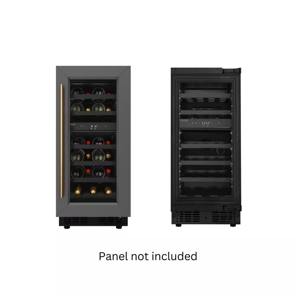 Reserve 15 In. under Counter Panel Ready Dual Zone Built-In Wine Cooler with Black Shelves 23 Bottle Capacity