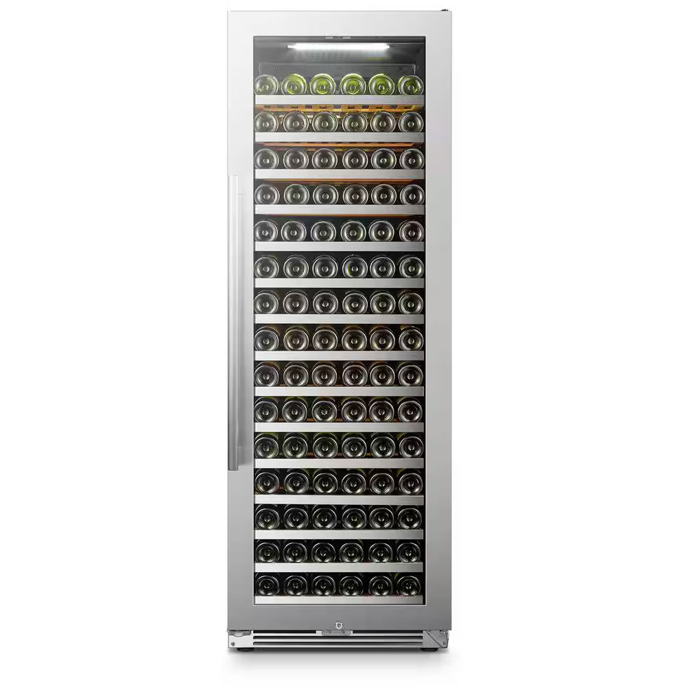 164 Bottle Seamless Stainless Steel Single Zone Wine Refrigerator