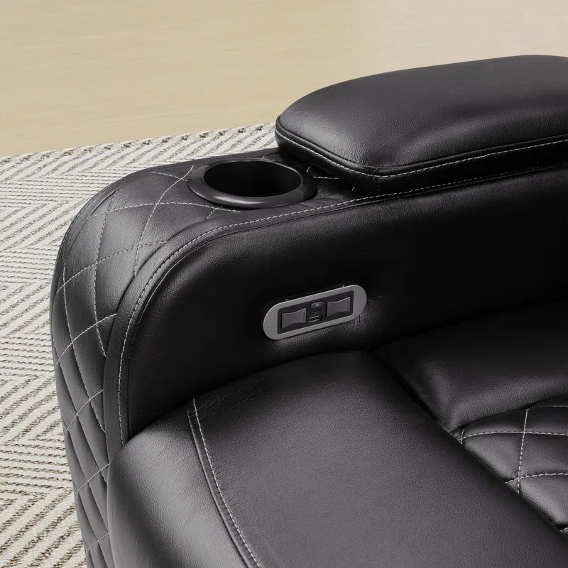 Casey-Ann 36.2" Wide Modern Multifunctional Vegan Leather Power Recliner Home Theater with Cupholder
