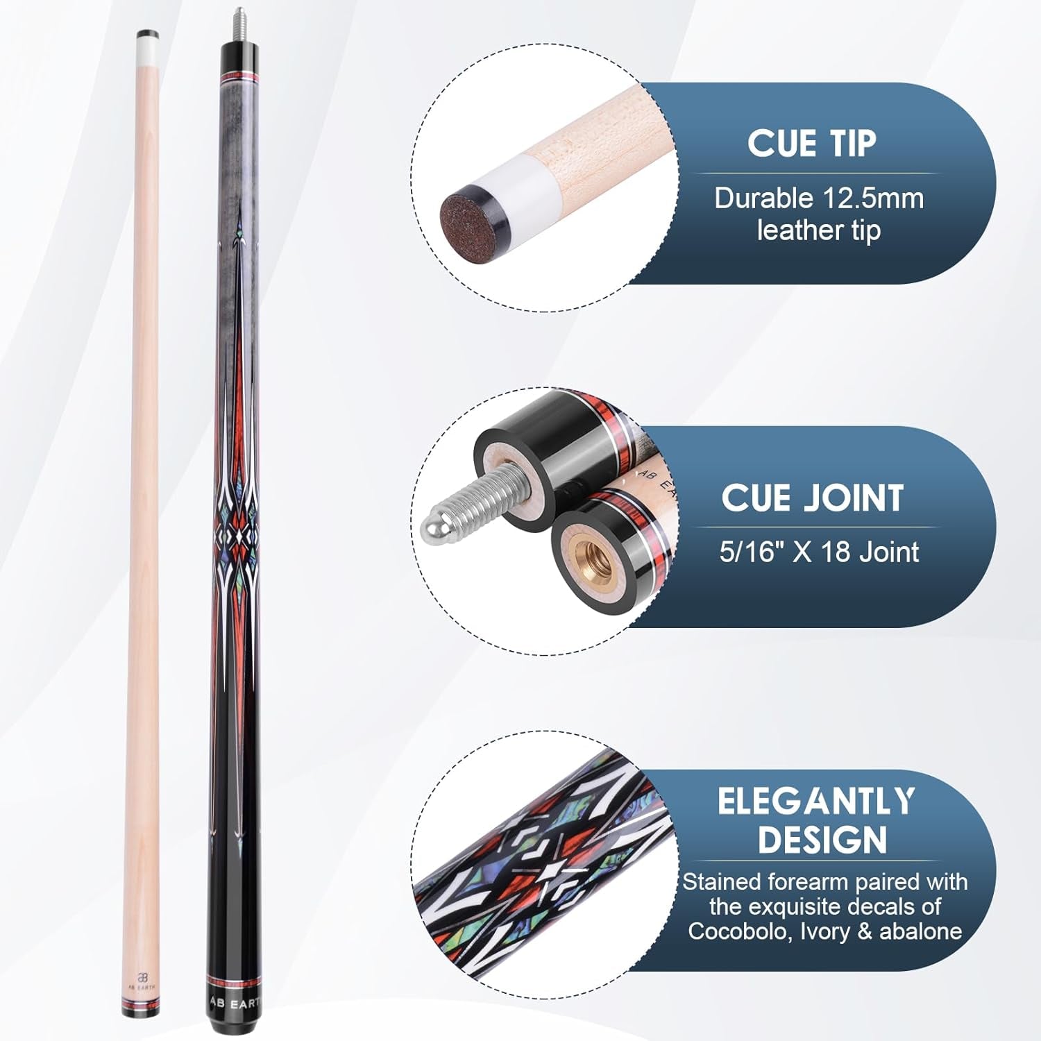 Short Pool Cue Sticks for Kids - 36"/42"/48" Canadian Maple Billiard Cues