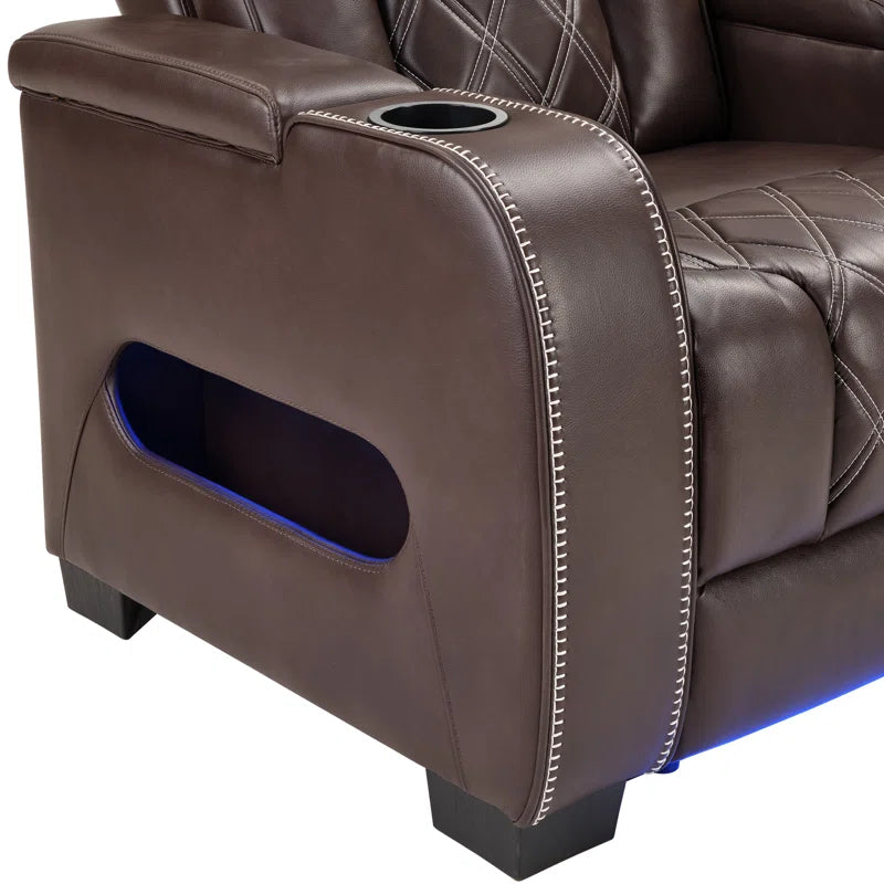 37.4" Contemporary Premium Leather Dual-Motor Power Recliner with Ambient Lighting
