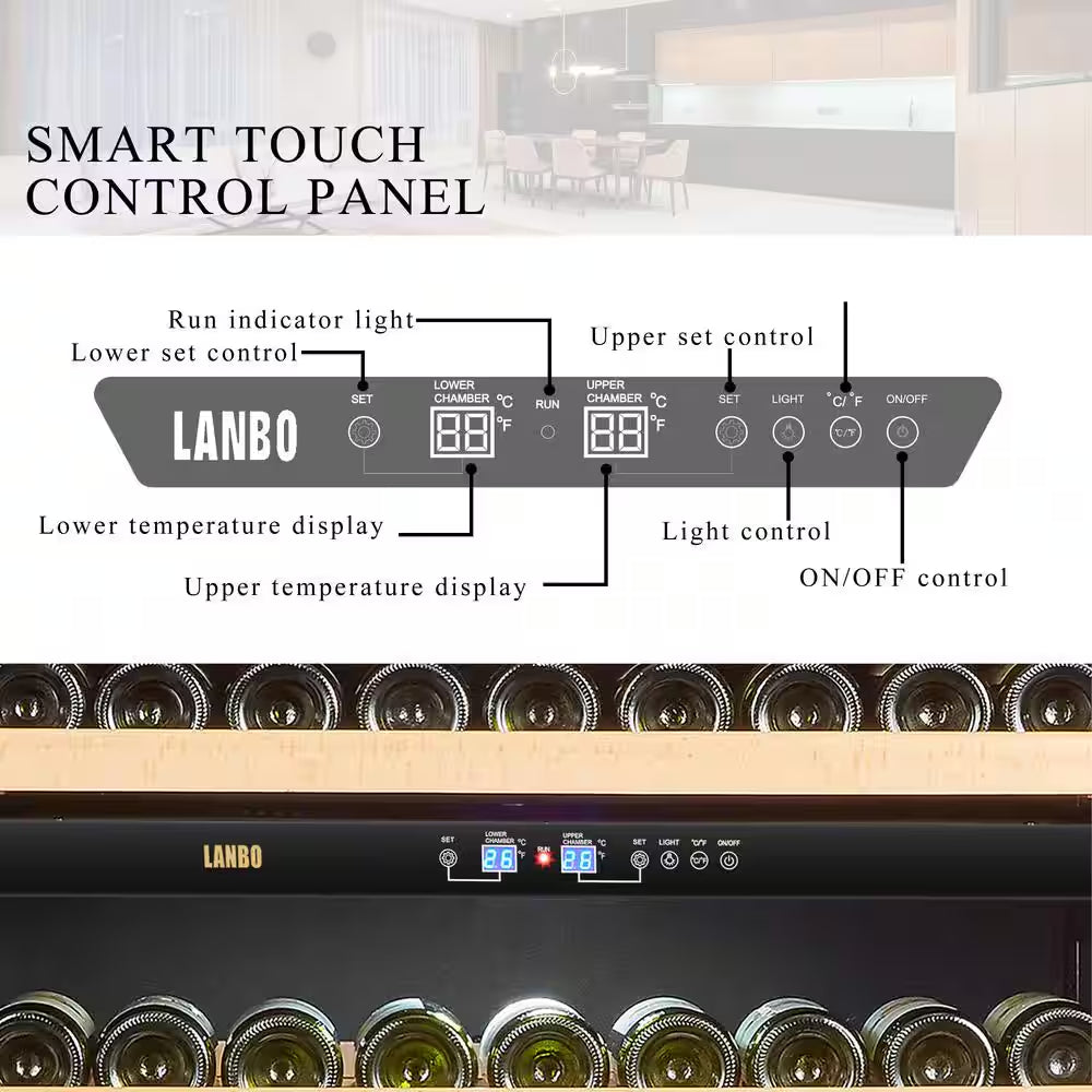 32 In. 287 Bottle Black Dual Zone Wine Refrigerator