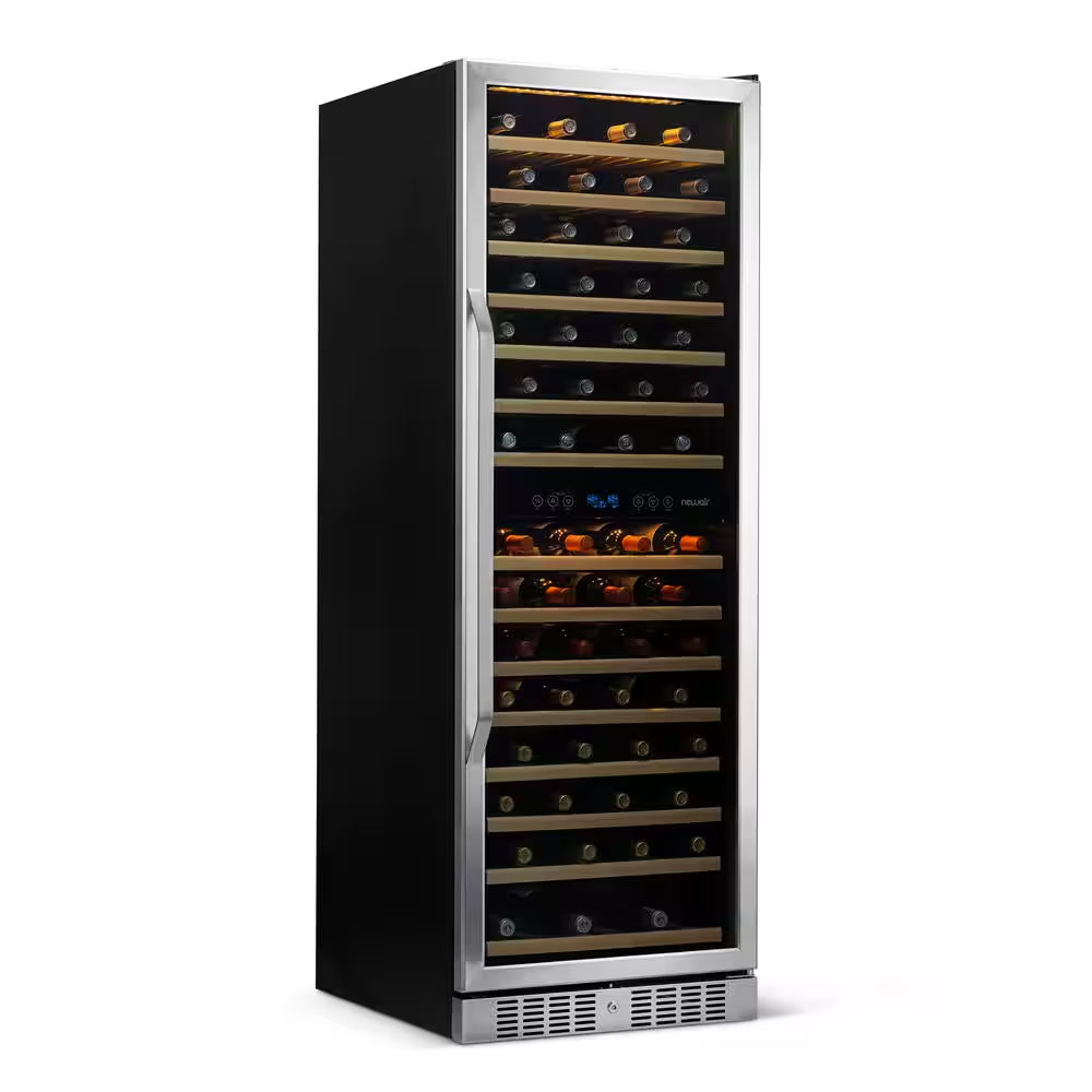 Dual Zone 160-Bottle Built-In Wine Cooler Fridge with Smooth Rolling Shelves and Quiet Operation - Stainless Steel