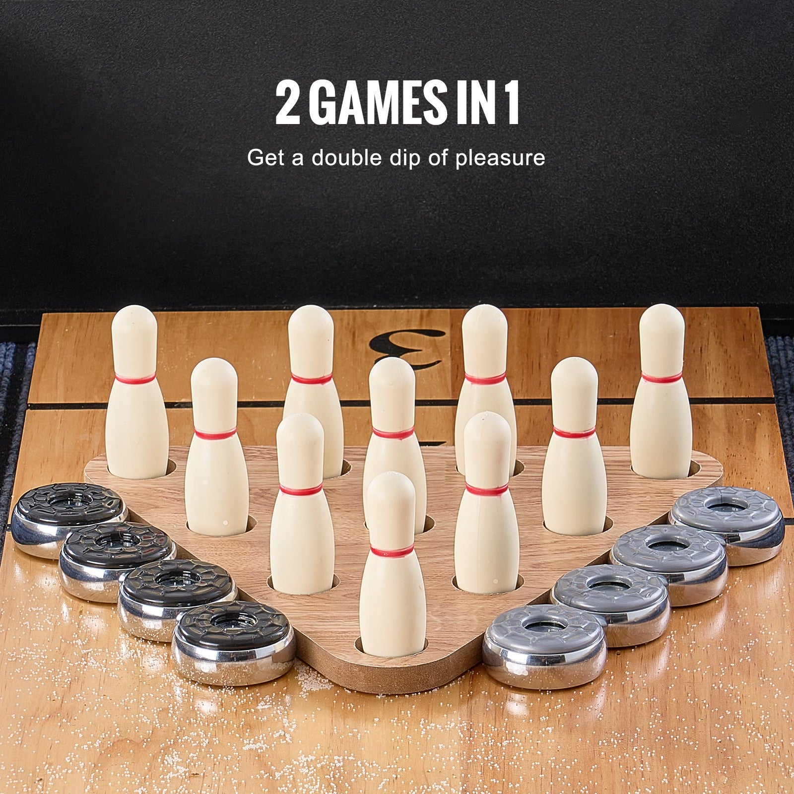 VEVOR 11.5 Ft Shuffleboard Table 2 in 1 Shuffleboard and Bowling Combo Game Set