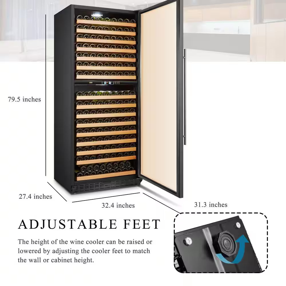 32 In. 287 Bottle Black Dual Zone Wine Refrigerator