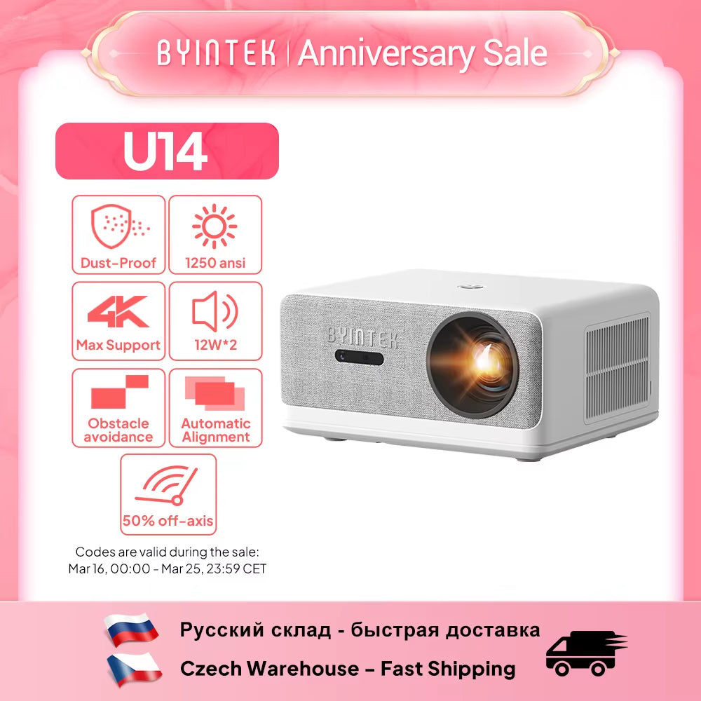 LOVE U14 Full HD 1080P Projector 4K Smart Bluetooth Wifi 6 Supported 1250ANSI Auto Focus Home Theater Cinema Projectors
