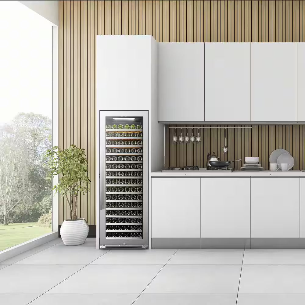 164 Bottle Seamless Stainless Steel Single Zone Wine Refrigerator