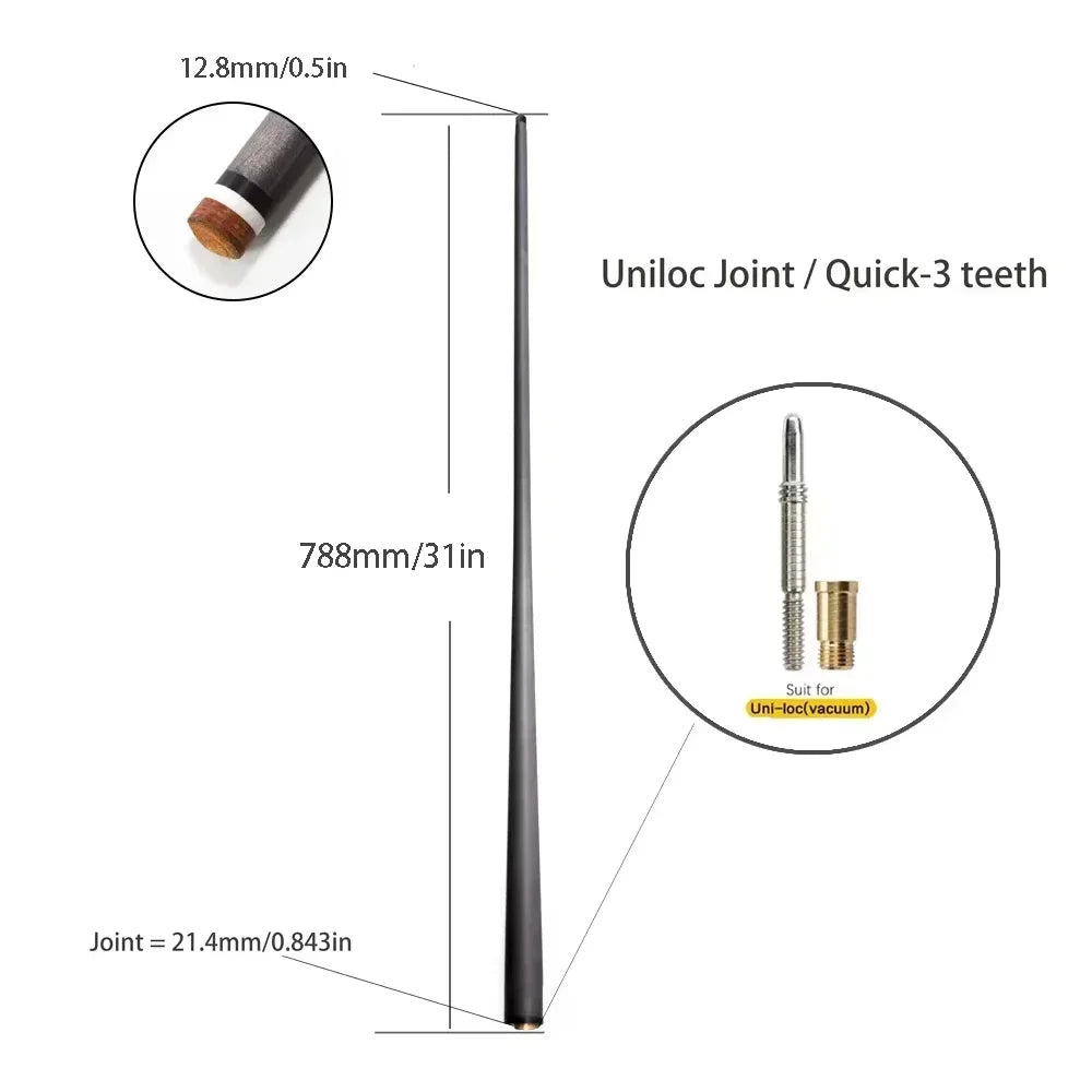 Single Shaft Carbon Fiber Billiard Pool Cue 10Mm/12Mm/12.4Mm/12.9Mm/13.9Mm Tip Uni-Loc Just Shaft of Pool Cue Stick Snooker