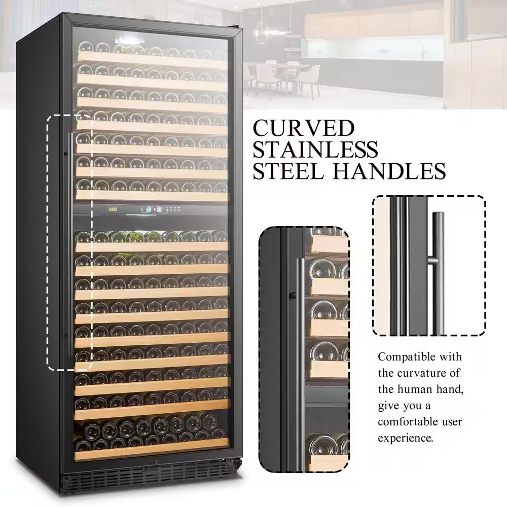 32 In. 287 Bottle Black Dual Zone Wine Refrigerator