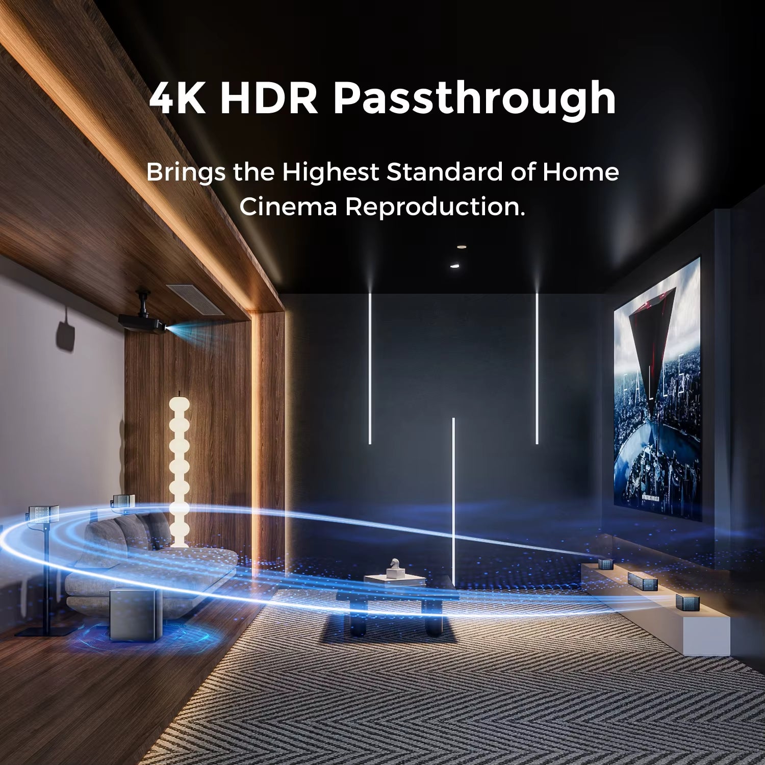 500W 7.1Ch Dolby Atmos Soundbar with Wireless Subwoofer & 4 Surround Speakers, Home Theater System with APP Control