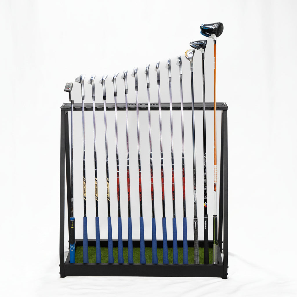 GolfBays Golf Club Storage Rack, Holds 14 Clubs, Indoor Equipment Storage Shelf