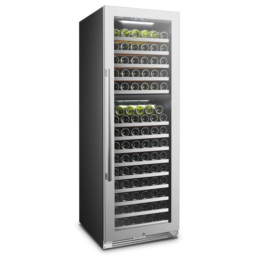 153 Bottle Seamless Stainless Steel Dual Zone Wine Refrigerator