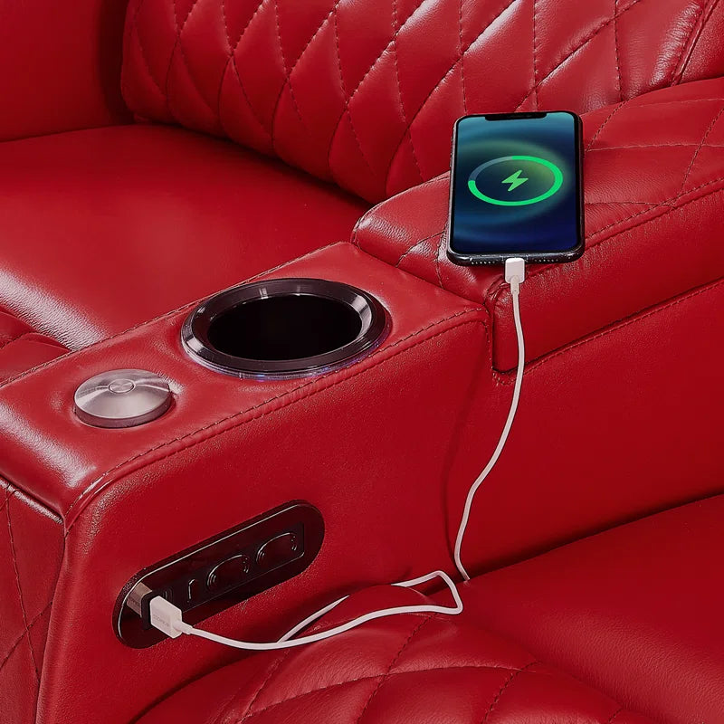 Haiylee Zero Gravity Home Theater Seating Top Grain Leather Recliner Sofa Power Headrest Footrest