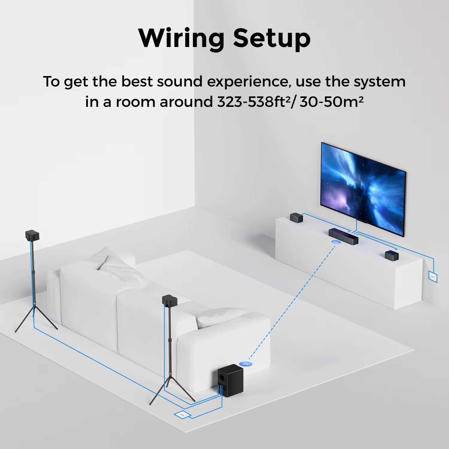 500W 7.1Ch Dolby Atmos Soundbar with Wireless Subwoofer & 4 Surround Speakers, Home Theater System with APP Control
