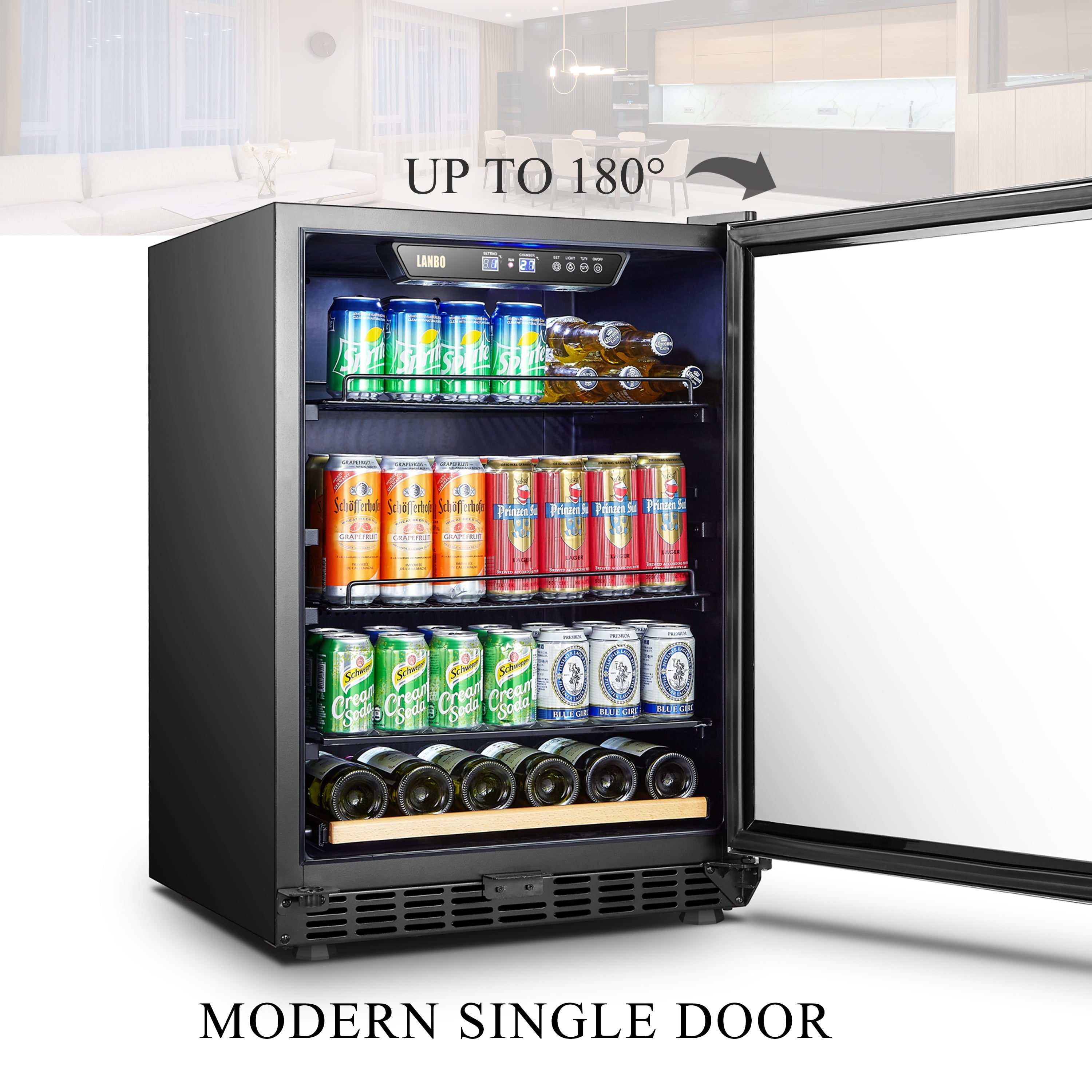 110 Cans 6 Bottle Built-In Compressor Beverage Cooler 24 Inch Width