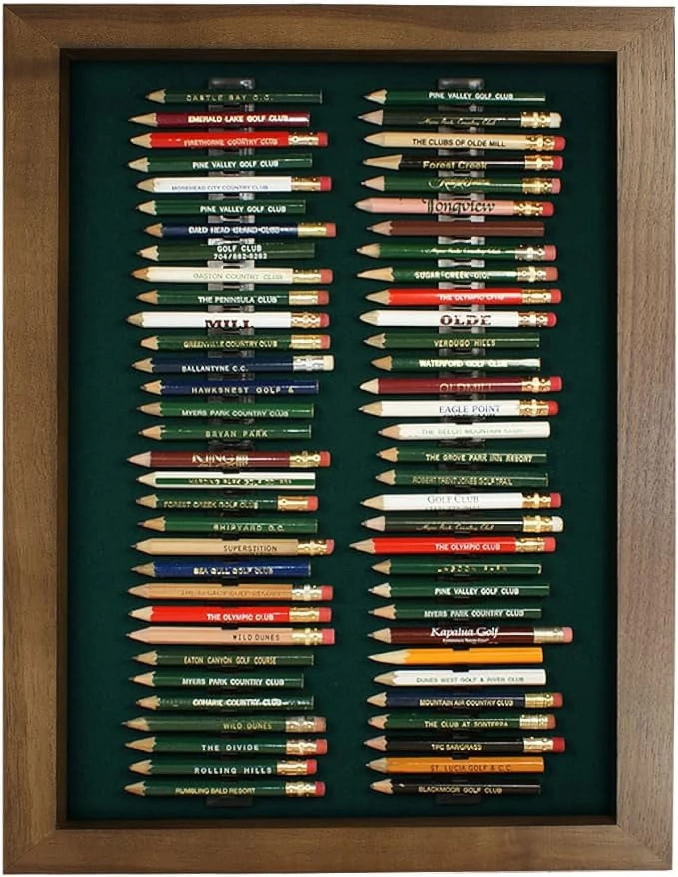 Eureka Golf Pencil Display Case | Holds 64 round or Octagonal Golf Pencils | Walnut Finish | Made in the USA