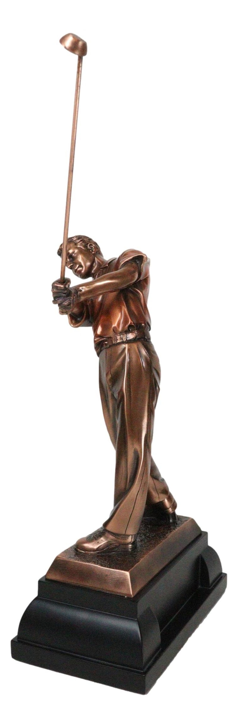 Pro Golfer Swinging Golf Club Bronze Electroplated Statue with Trophy Base 17" H