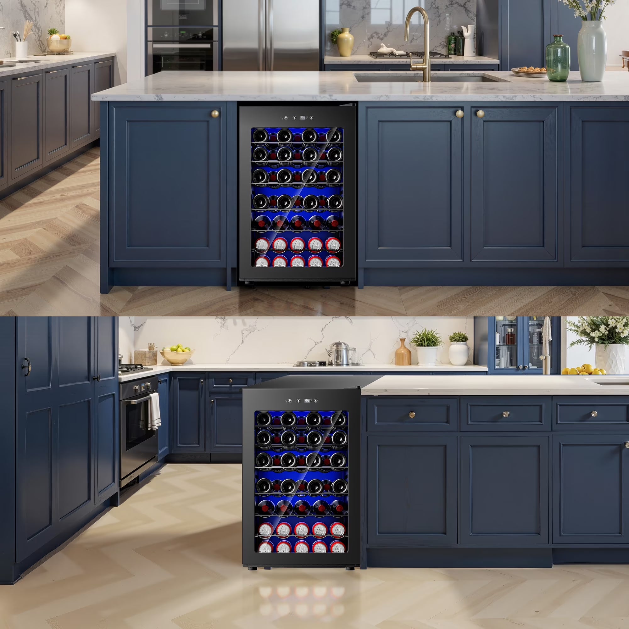 45 Bottle Wine Cooler Refrigerator,Built-In Wine Fridge with Stainless Steel Glass Door, for Home, Kitchen, or Office