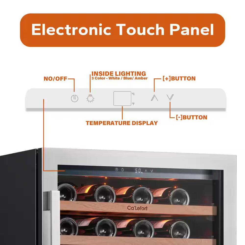48 In. Dual Zone 54-Wine Bottles & 220-Cans Beverage & Wine Cooler Side-By-Side Built-In Refrigerator in Stainless Steel