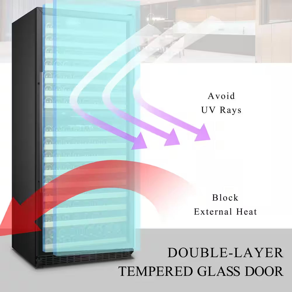 32 In. 287 Bottle Black Dual Zone Wine Refrigerator