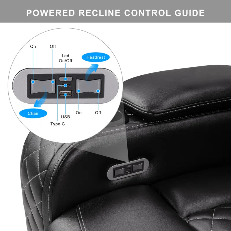 Casey-Ann 36.2" Wide Modern Multifunctional Vegan Leather Power Recliner Home Theater with Cupholder