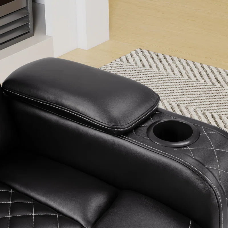 Casey-Ann 36.2" Wide Modern Multifunctional Vegan Leather Power Recliner Home Theater with Cupholder