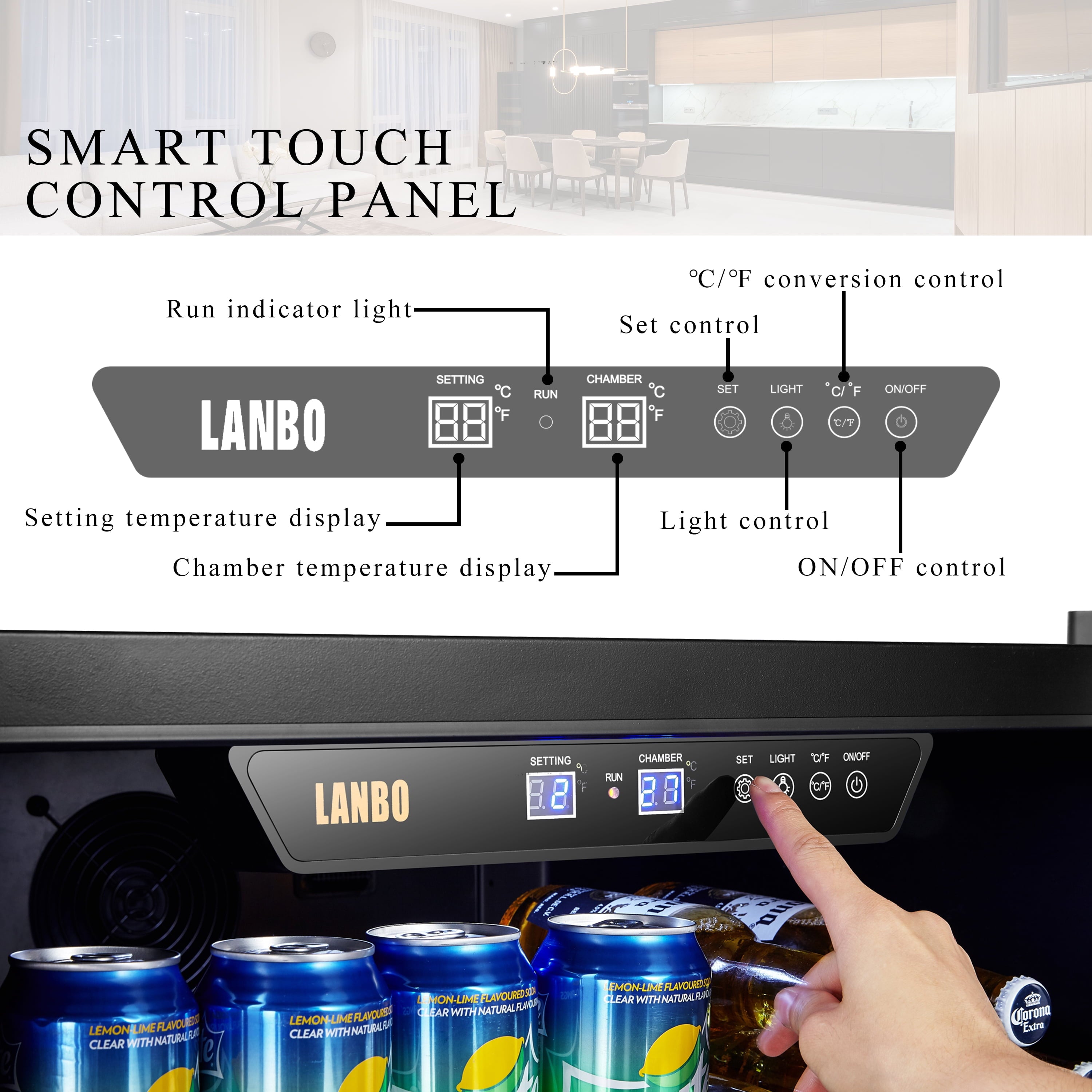 110 Cans 6 Bottle Built-In Compressor Beverage Cooler 24 Inch Width