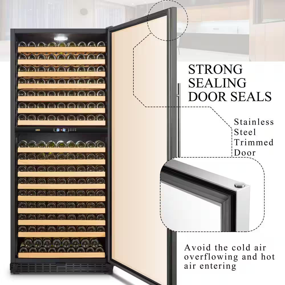 32 In. 287 Bottle Black Dual Zone Wine Refrigerator