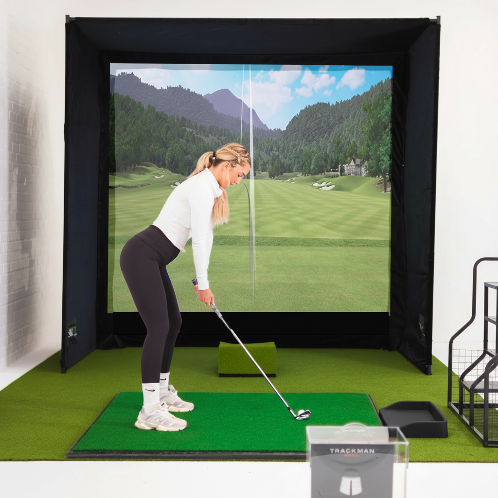 SimBox Golf Simulator Enclosure - 7 sizes, Pro + Impact Screen and Frame INCLUDES FREE SIDE BARRIERS