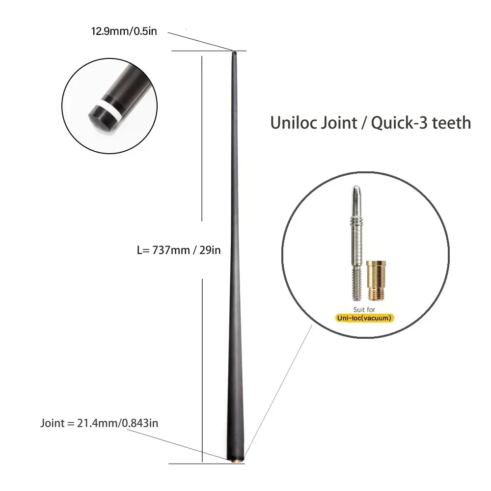Single Shaft Carbon Fiber Billiard Pool Cue 10Mm/12Mm/12.4Mm/12.9Mm/13.9Mm Tip Uni-Loc Just Shaft of Pool Cue Stick Snooker