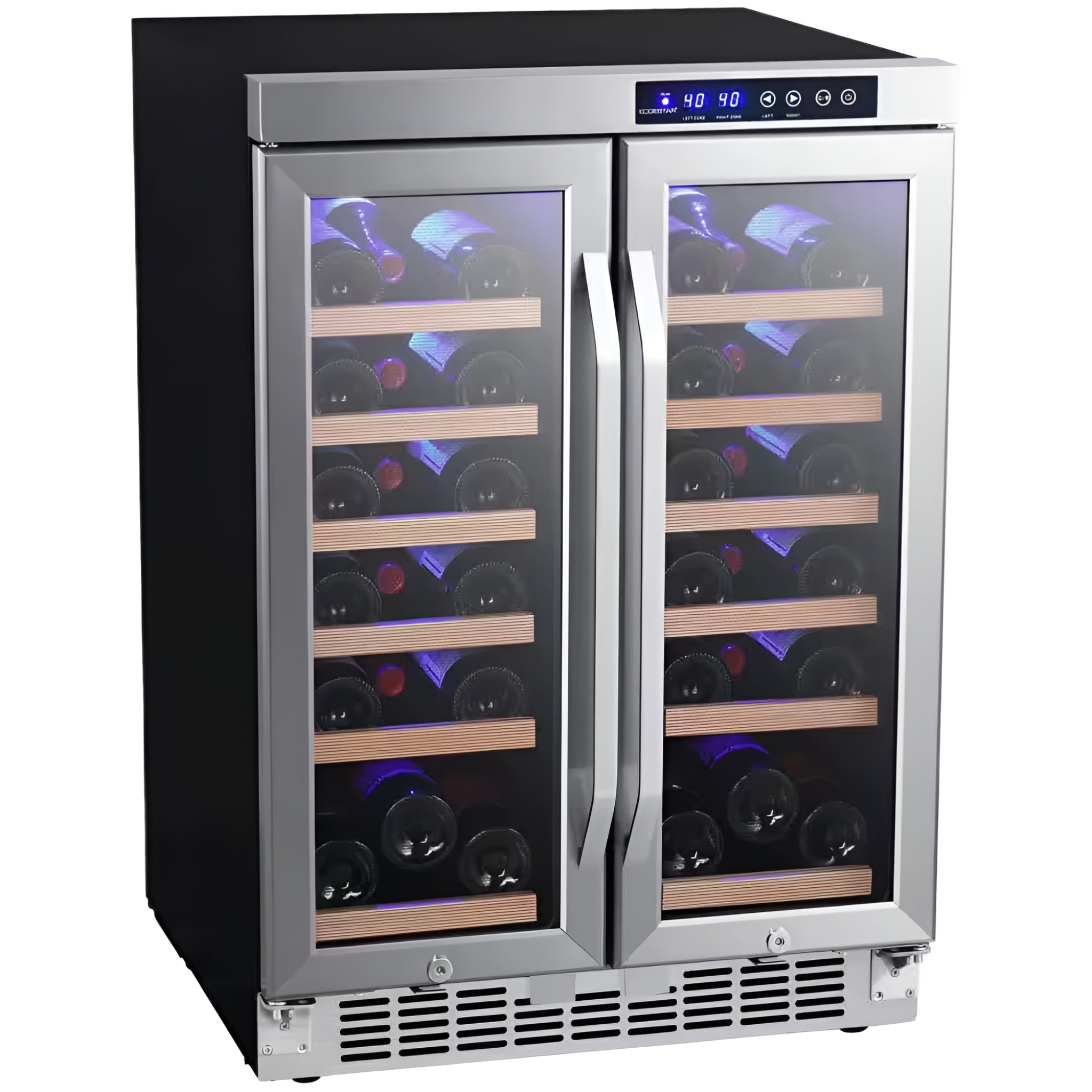 36 Bottle 24 In. Built-In French Door Dual Zone Wine Cooler