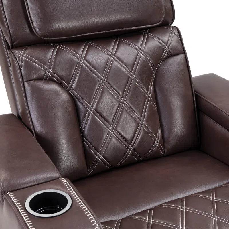 37.4" Contemporary Premium Leather Dual-Motor Power Recliner with Ambient Lighting