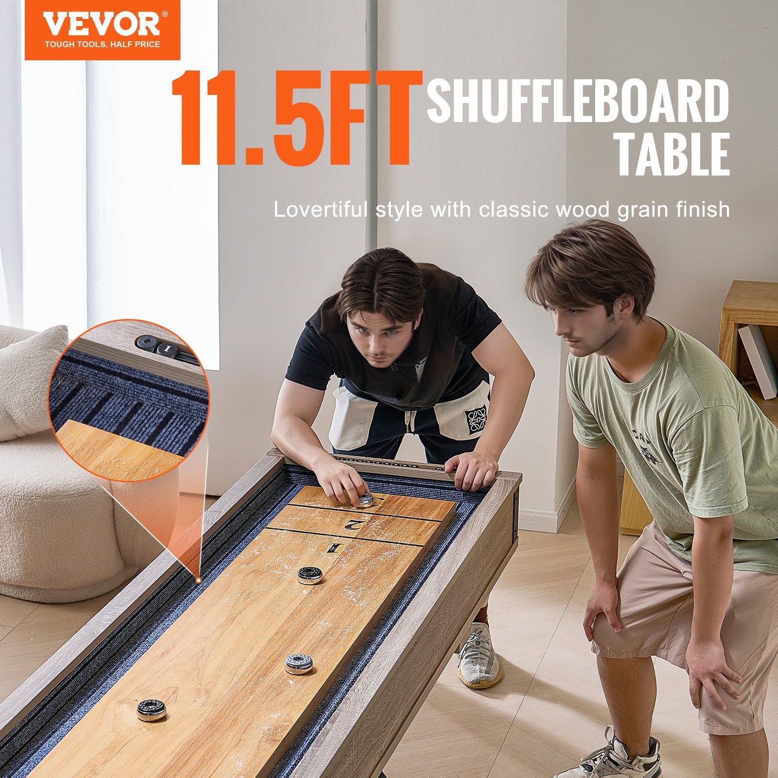 VEVOR 11.5 Ft Shuffleboard Table 2 in 1 Shuffleboard and Bowling Combo Game Set