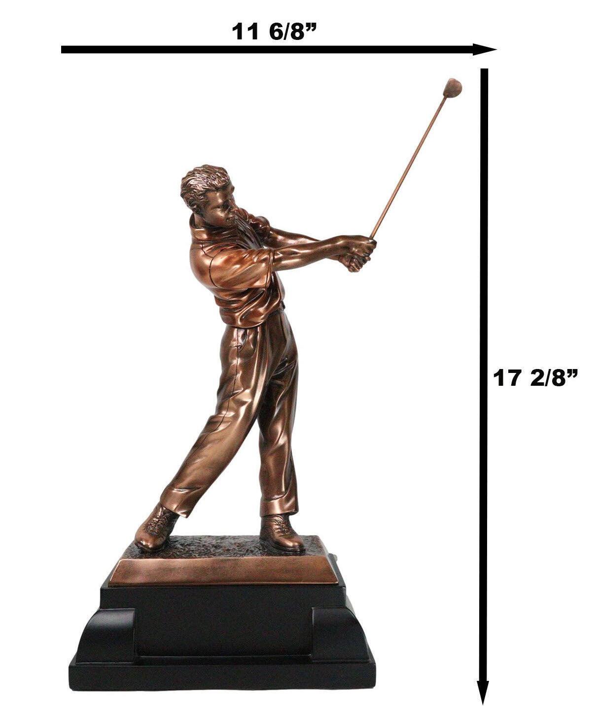 Pro Golfer Swinging Golf Club Bronze Electroplated Statue with Trophy Base 17" H