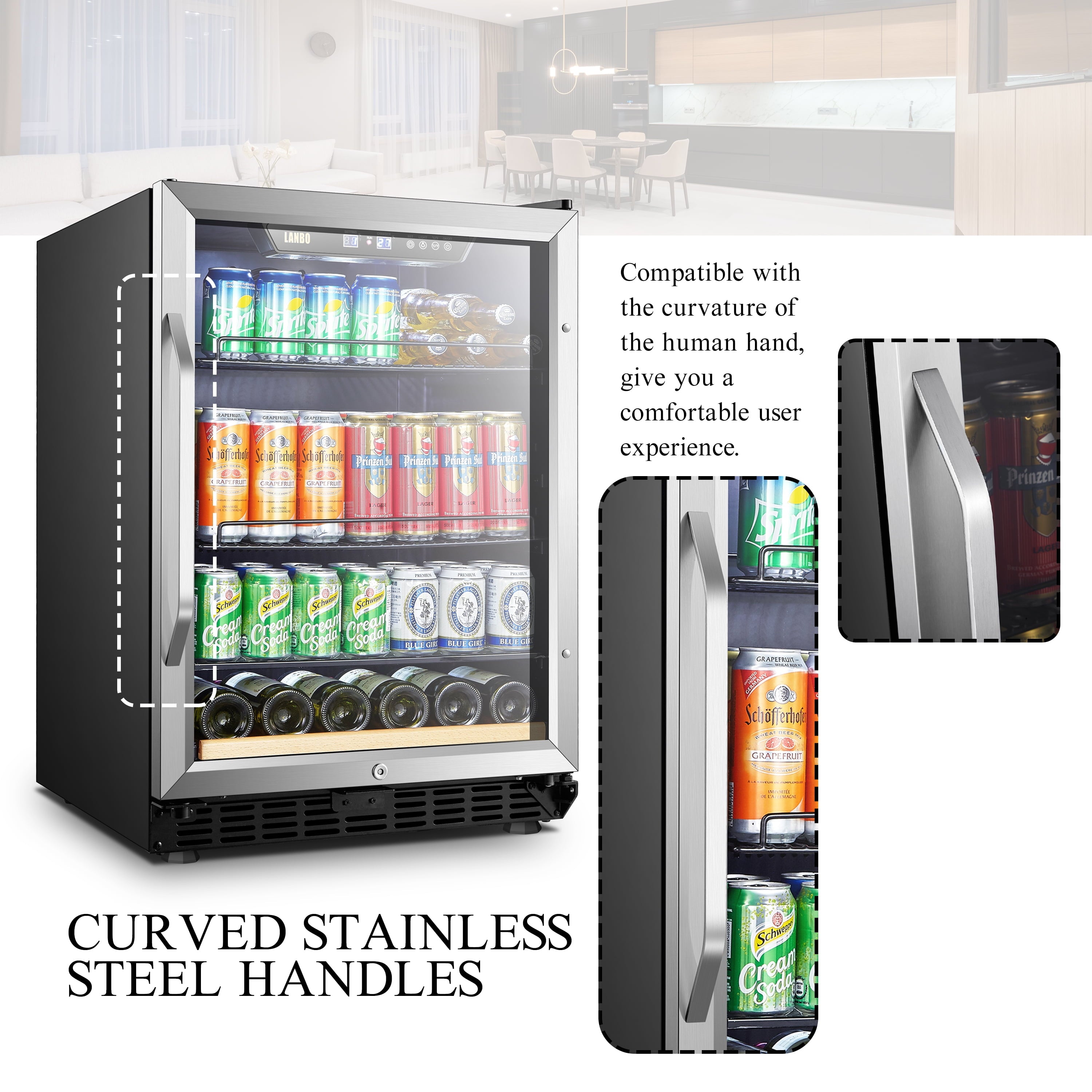 110 Cans 6 Bottle Built-In Compressor Beverage Cooler 24 Inch Width